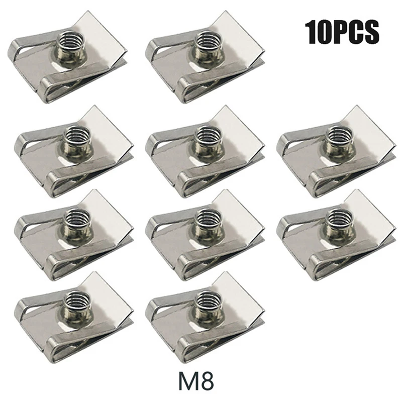 

10pcs Stainless Steel U Type Clips with Thread M6 M5 M4 M8 8mm 5mm 6mm 4mm Reed Nuts for Car Motorcycle Scooter ATV Moped