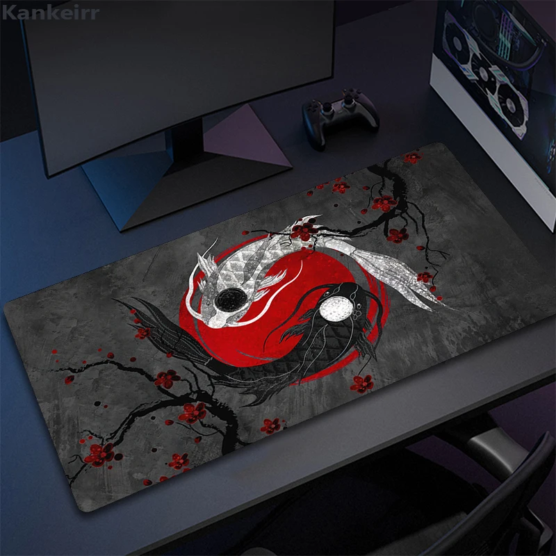 Tappetino Per Mouse Grande Da Gioco 80x30 Cm – Design Pittura Giapponese – Bordi Cuciti – Base In Gomma Antiscivolo – Per Tastiera E Mouse – Regalo Ideale