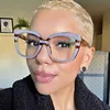 Oversize Square Frame Clear Lens Glasses Colorful Leopard Myopia Nerd Spectacles Degree -0.5 -1.0 -2.0 -3.0 -4.0 to -6.0 4