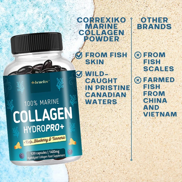 6438-8f733c.jpg Powerful Marine Collagen - With Hyaluronic Acid, Biotin & Blueberry - 1400mg Complex-Hydrolyzed Type 1-With Vitamins & Minerals