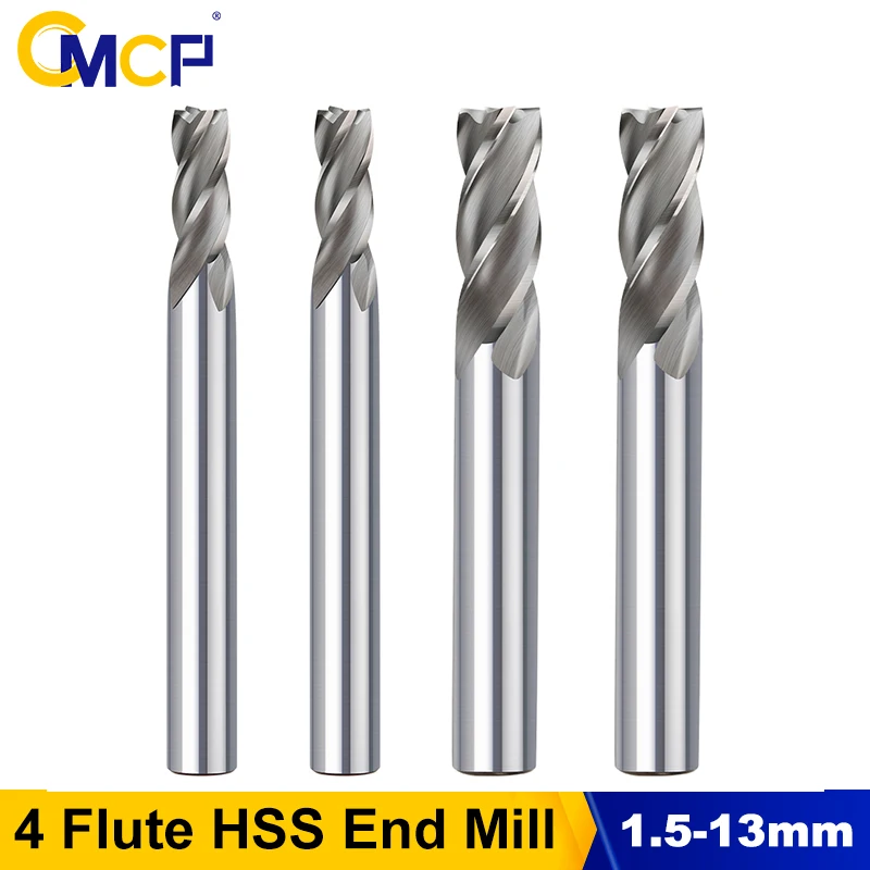 CMCP 1,5-13mm 4-Schneidiger HSS-Schaftfräser mit geradem Schaft, Hartmetall-Fräser für Aluminium, Metall, CNC-Maschinen, Fräswerkzeuge