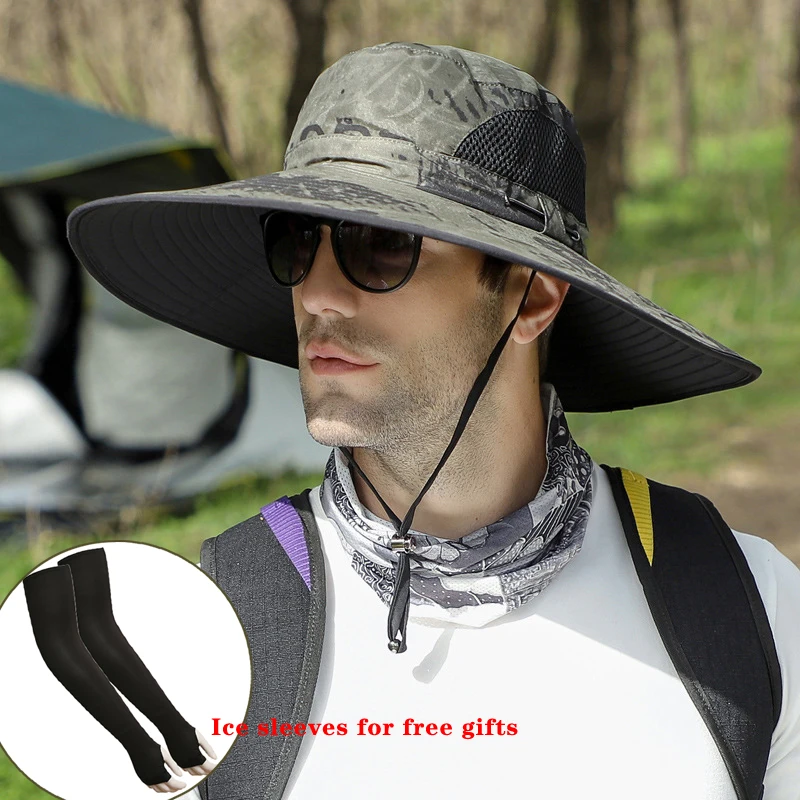 Men's Bucket Hats with Big Size 60-65CM Large Brim Outdoor Sunshade Hat for Men  In Summer Ink Painting Fishing Cap Quick-drying - AliExpress