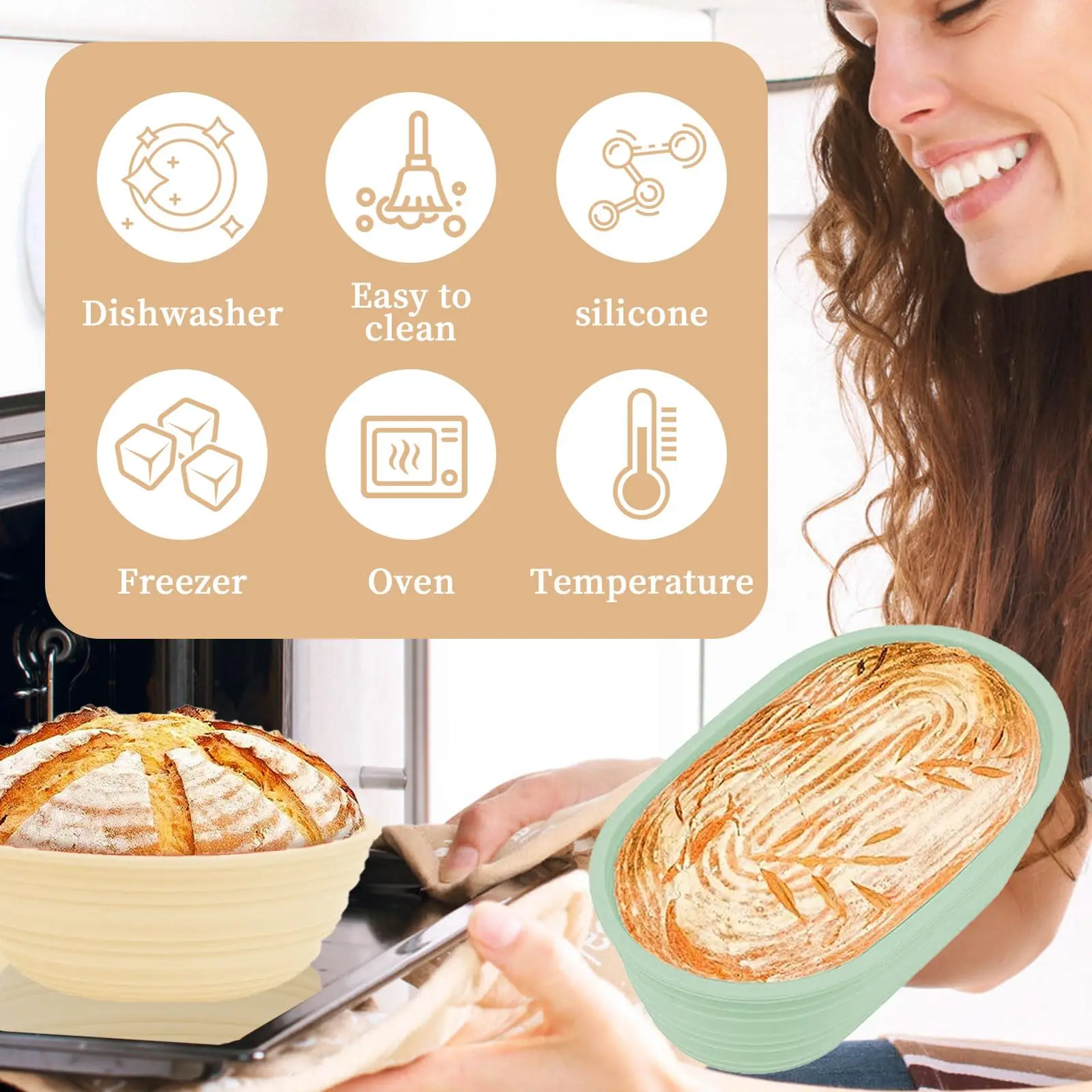 Fermentation Basket 1pc Foldable Silicone Sourdough Bread Proofing Baskets Sourdough Starter Kit Non-Stick Collapsible Washable Baking Bowl