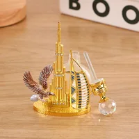 60pcs10ml Middle East Dubai Burj Al Arab Hotel Burj Khalifa Falcon Metal Perfume Bottle Essential Oil Refillable Attar Bottles 1