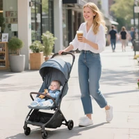 Poussette pliable Pawhut avec dossier inclinable, repose-pieds réglable, capote, harnais 5 points, capacité de charge 15 kg, bleu foncé 2