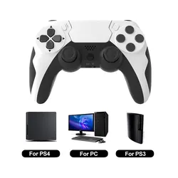 Wireless Gamepad with Six-Axis Gyroscope and Dual Vibration Joystick (White Black)