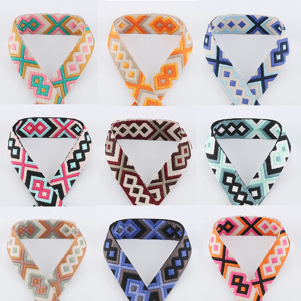 Ribbon Decoration Ribbon Supplies Webbing Craft Supplies 1/2/5Yards 38mm Ribbon BeltBag Parts Rhombus Vintage Woven Decorative Ethnic Multicolor Handbag Strap Jacquard Webbing