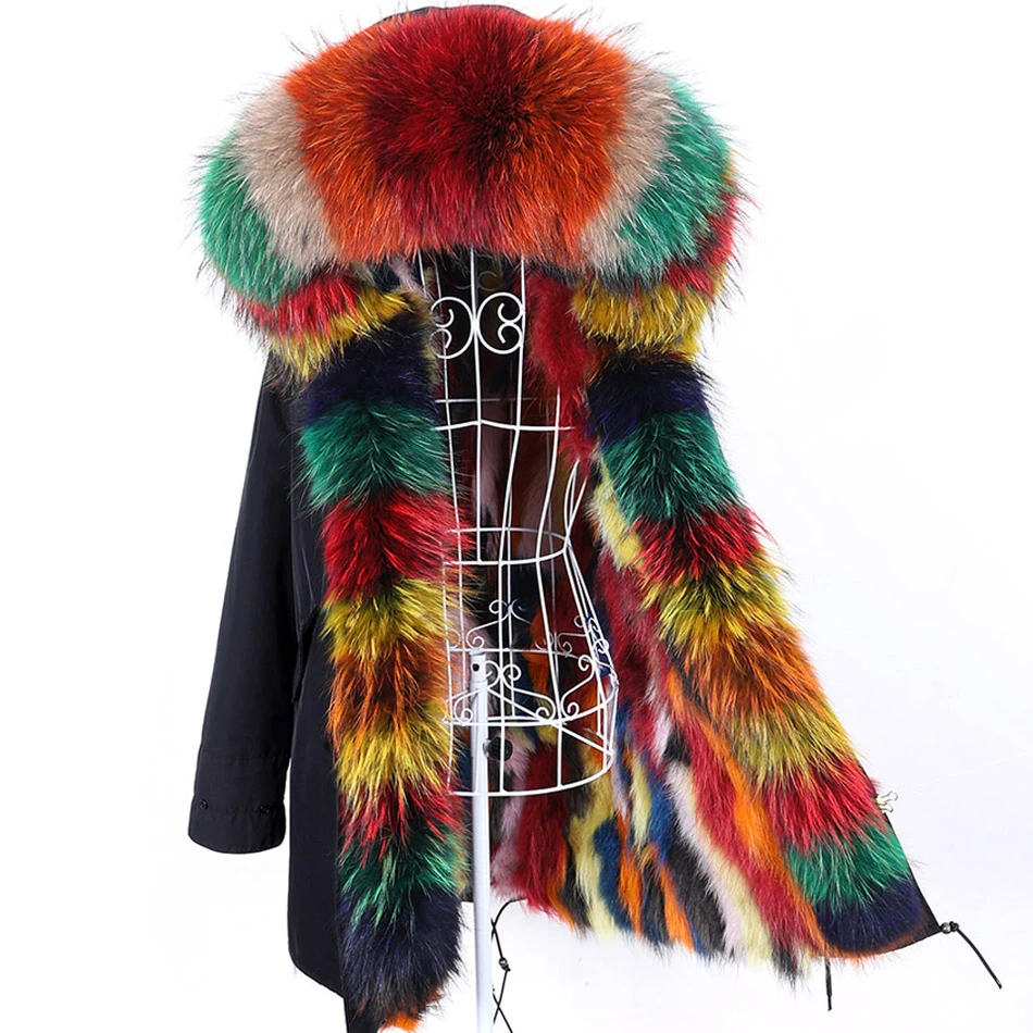 Maomaokong 2022 Fashion new Women's winter fur coat Jacket with natural fur Removable real fox fur lined Big fur collar parkas lightweight puffer jacket