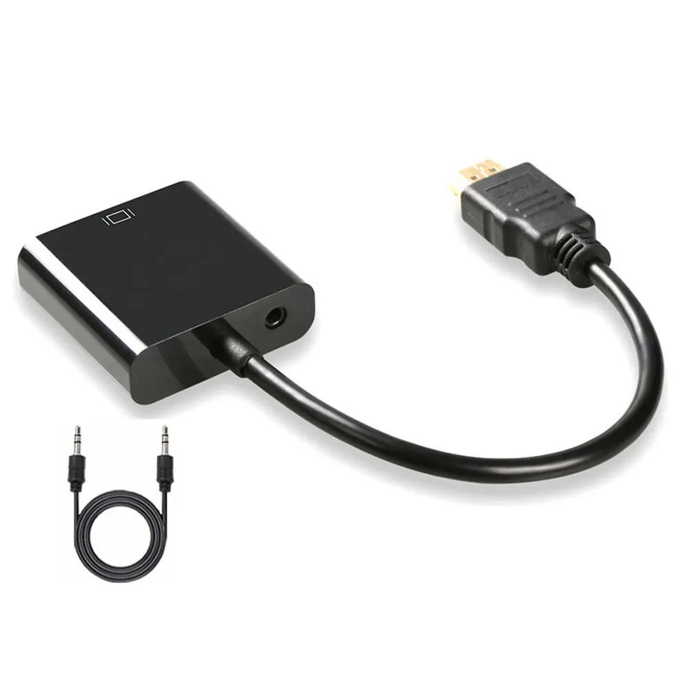 Adaptateur Micro HDMI vers VGA Convertisseur HDMI Mâle vers VGA Femelle  avec Câble Jack 3.5 1080P