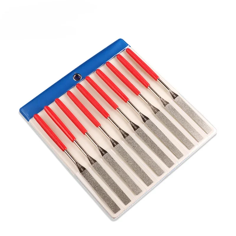 Description Picture 5 of item1pc Non-slip File Needle File Flat Metal Stone Grinding Plastic Handle Red Set Diamond Hot sale tools