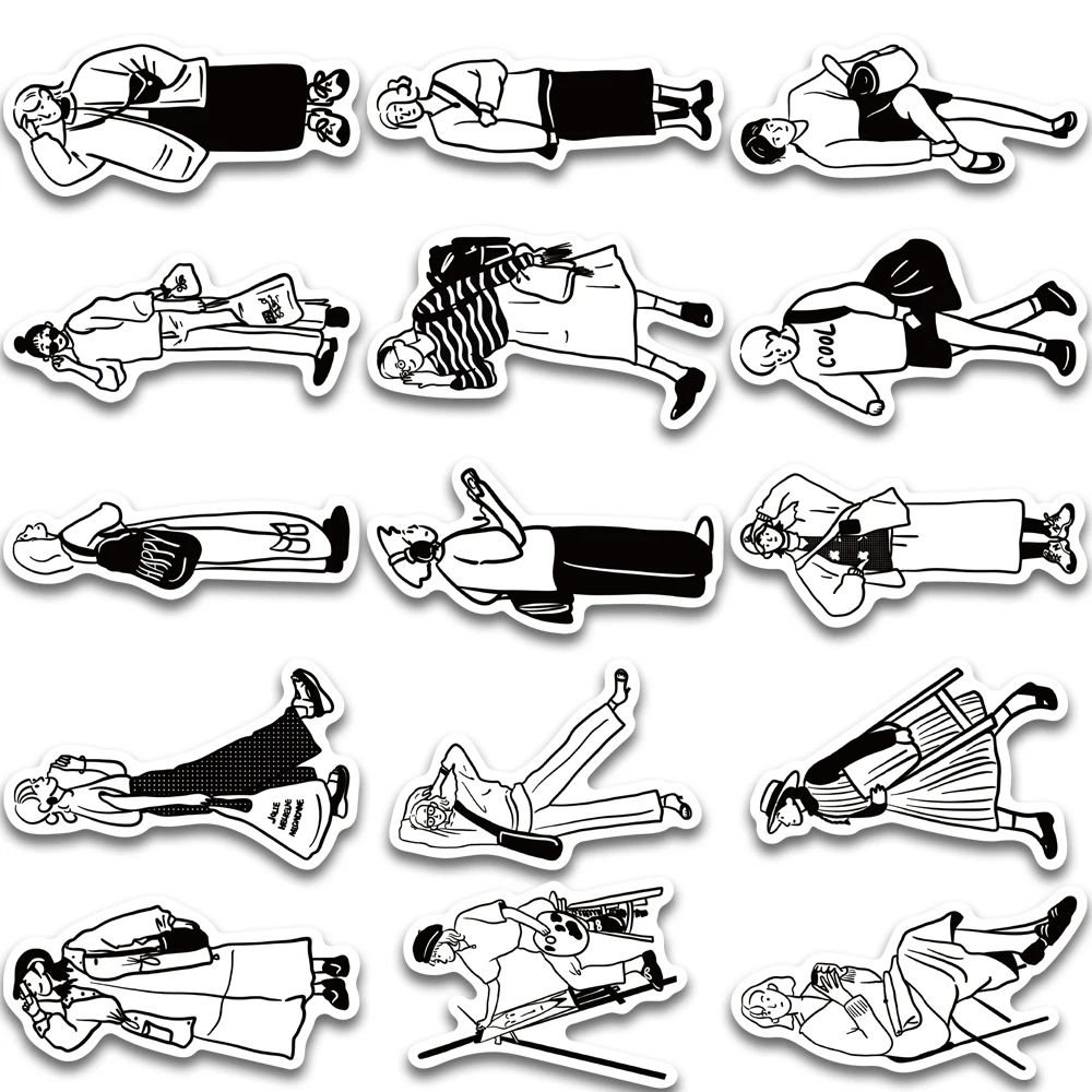 30개 미니멀리스트 캐릭터 스티커, 여행 가방, 휴대폰 케이스, 핸드북, 방수 스티커 등 장식에 적합