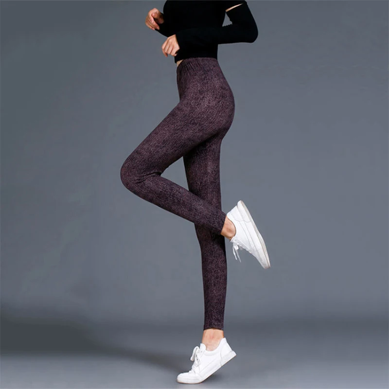 

Fashion New Super Soft Milk Silk Jeans Print Fitness Leggings Sexy Silm Leggins Ankle Length Leggings Trouser for Women