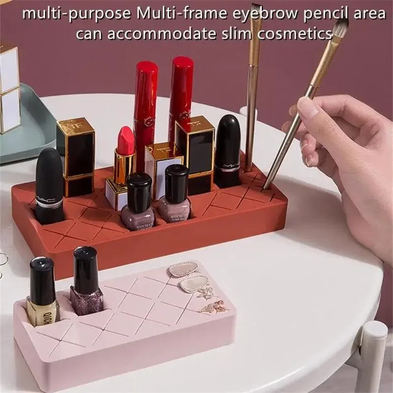 Desktop Makeup Organizer Silicone Lipstick Storage Rack Cosmetic Makeup Box Eyebrow Pencil Display Brush makeup organizer makeup storage box cosmetic storage box storage box