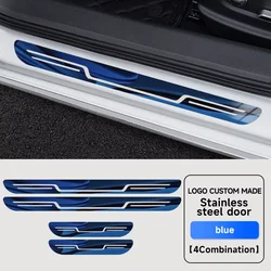 Premium Stainless Steel Car Door Sill Protector Cover - Stylish & Durable Exterior Accessory (Blue)
