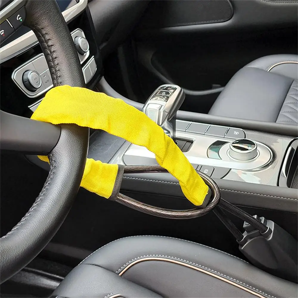 

Car Steering Wheel Steel Lock Seat Belt Anti-theft Lock With 2 Keys Anti-theft Device Easy Installation Fits Most Cars SUV