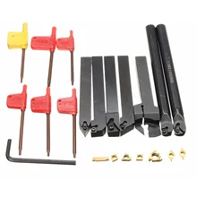 

7pcs 12mm Shank Lathe Drilling Bar Rotary Tool Holder Set with 7 Carbide Inserts+7 Wrench, CNC Lathe Turning Tool Accessories