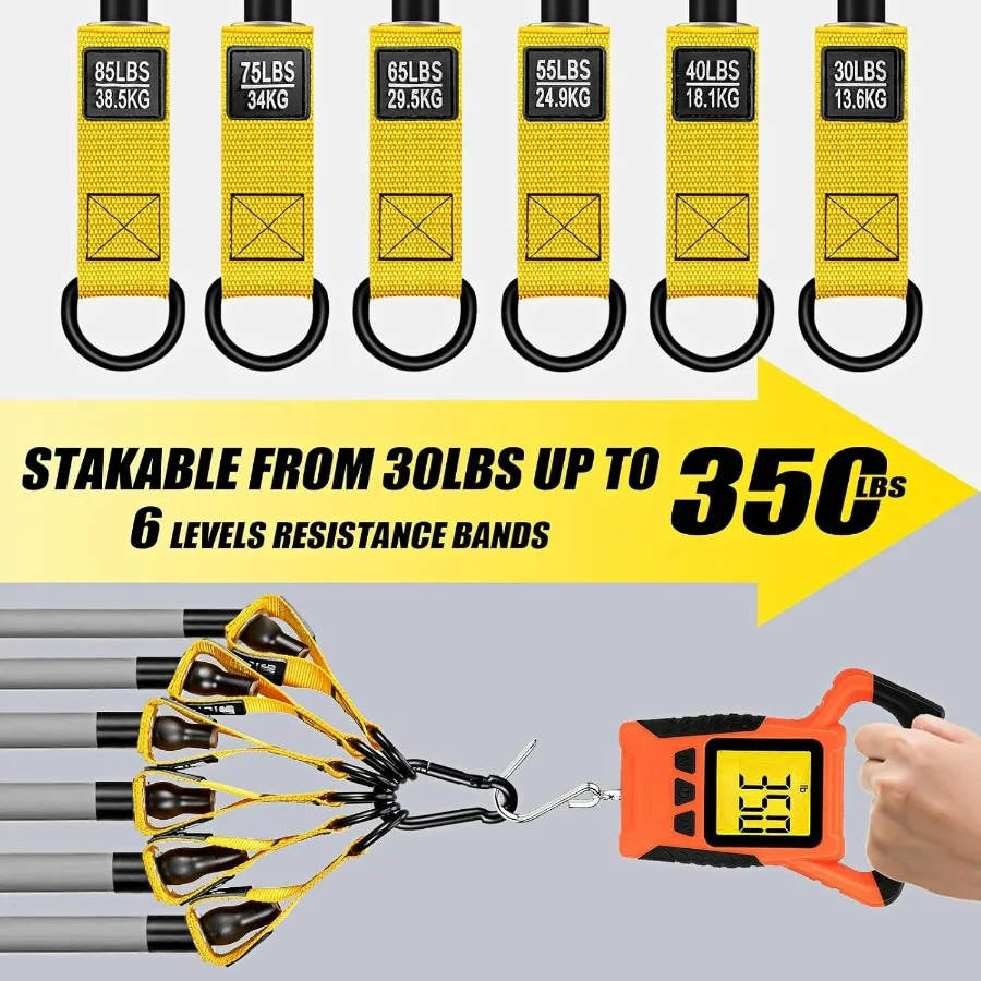 Heavy Resistance Bands for Working Out, 350lbs Exercise Bands with Handles, Workout Bands Set for Men, Fitness Weight Bands for