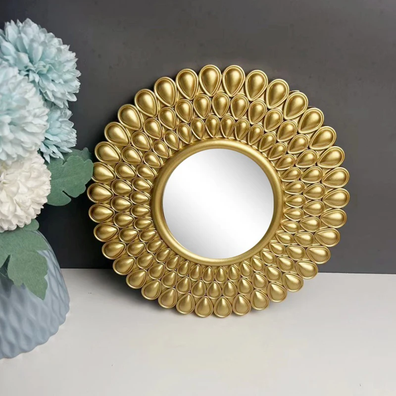 Wall Mirrors 1/3pcs Nordic Vintage Background Living Room Background Bedroom Golden Hanging Mirror Round Square Mirror Sets Wall Decorations
