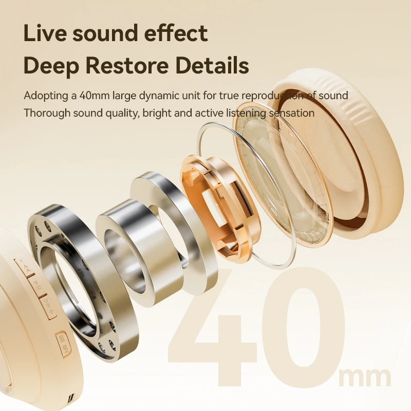 Stereo Surround Sound Wireless Bluetooth Over Ear Noise Reduction Sports Gamer Headphones with HD Mic Handfree