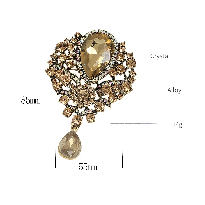 Elegant Fashion Flower Rhinestone Brooches Pins For Women Jewelry  Accessories Lady Crystal Clothing Coat Brooch Pin Luxury Gift