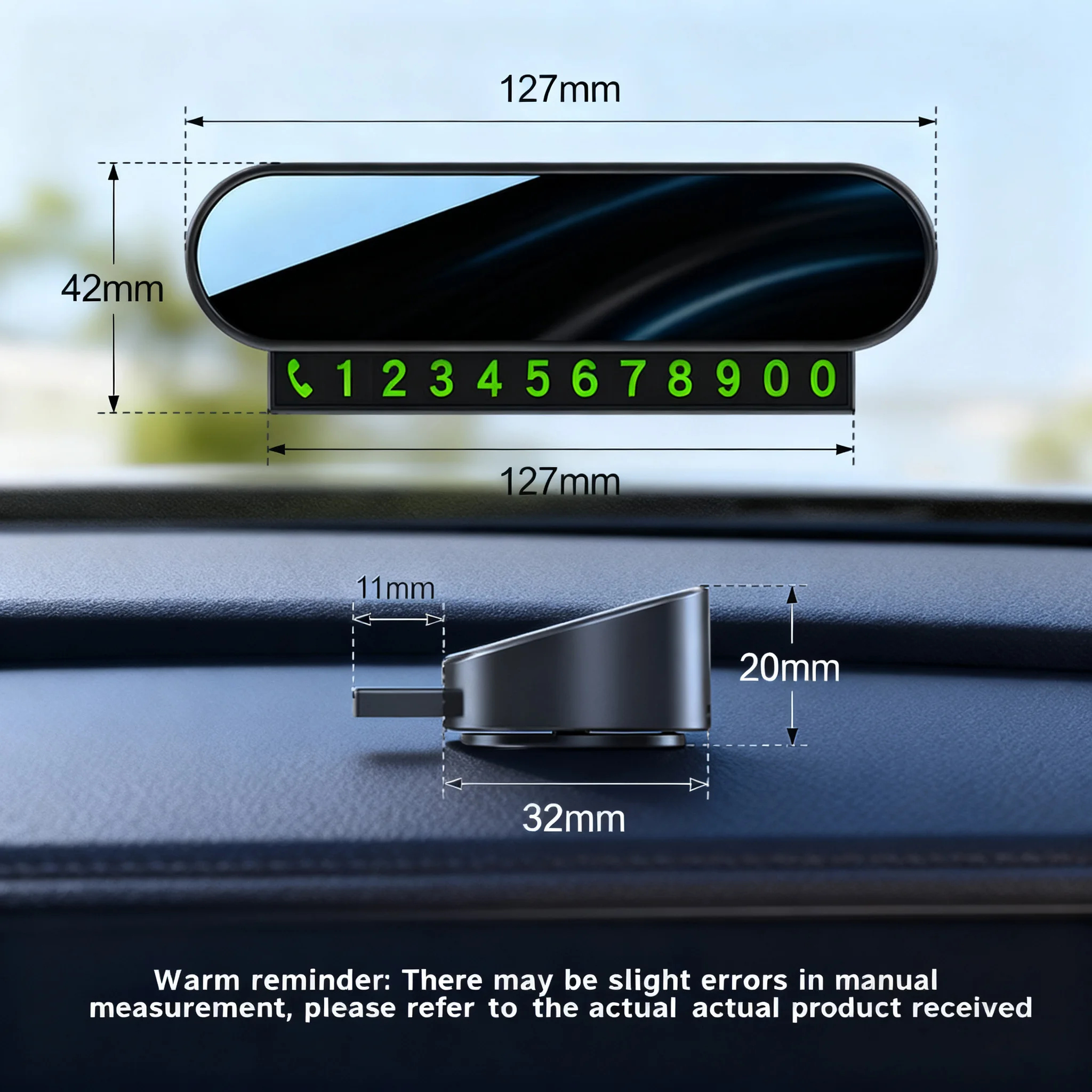 Temporary Car Parking Card with Fluorescent Magnetic Holder