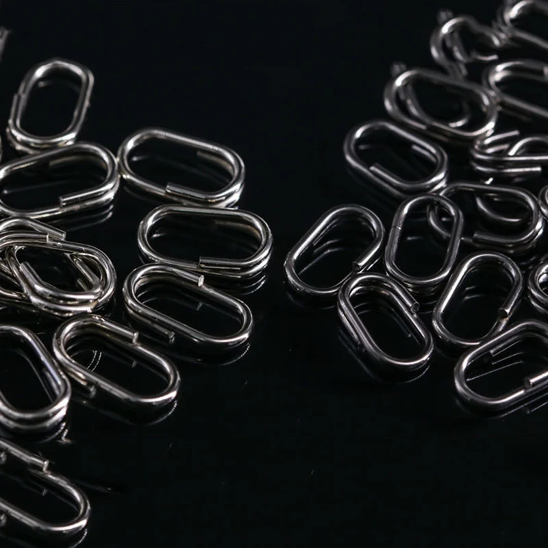 PRO BEROS 100Pcs Oval Split Ringe Swivel Angeln Tackle Anschluss Edelstahl Doppel Schleife Künstliche Köder Anschlüsse – Detail 3