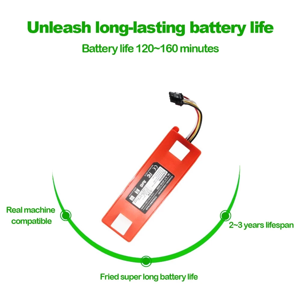BRR-2P4S-5200S Robotic Vacuum Cleaner Replacement Battery For Xiaomi Roborock S55 S60 S65 S50 S51 S5 MAX S6 100% Original