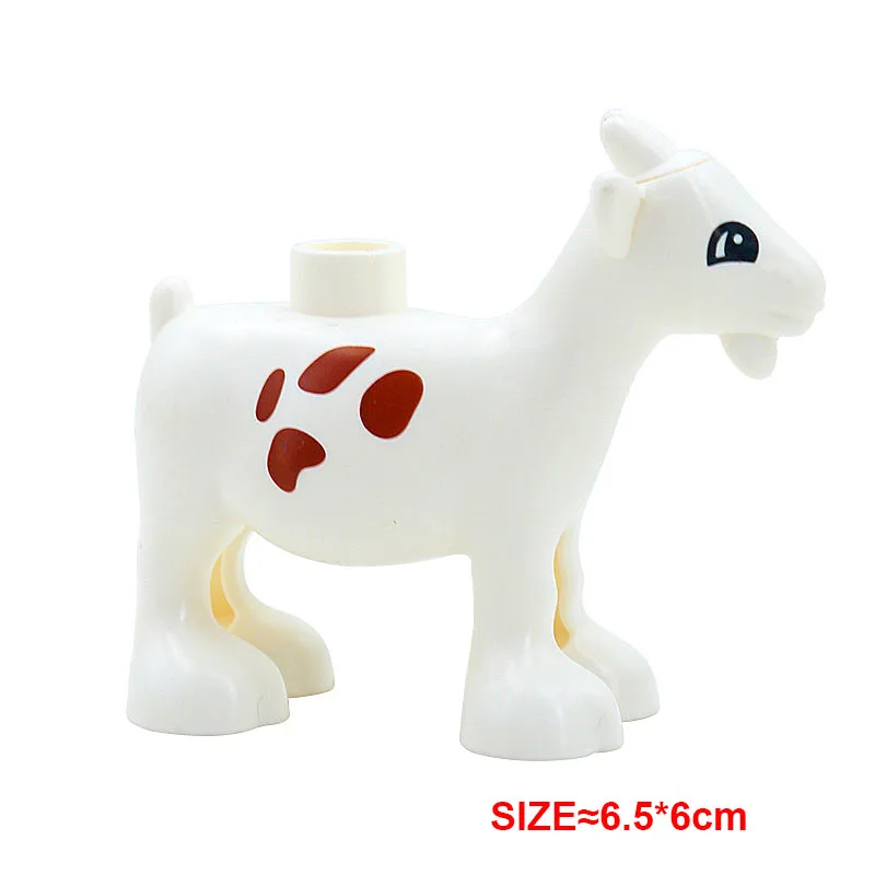 Big Building Block Accessories Chicken Duck Dog Cat Bird Cattle Sheep Zebra Rhinoceros Insect Zoo Series DIY Duploes Toy Gift 6