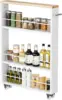 KLM 4 Tier White Slim Storage Cart with Handle, Slide Out Storage Rolling Utility Cart for Kitchen, Laundry, Narrow Places 2