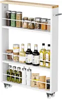 KLM 4 Tier White Slim Storage Cart with Handle, Slide Out Storage Rolling Utility Cart for Kitchen, Laundry, Narrow Places 2