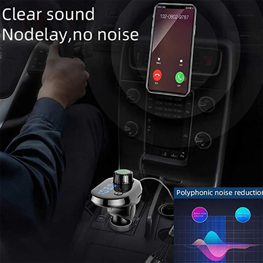 Car Handsfree Wireless Bluetooth 5.0 Kit FM Transmitter Car LCD Display MP3 Player USB Charger FM Modulator Accessories