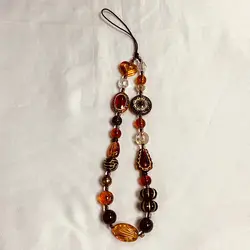 Elegant Women's Beaded Phone Charm Strap & Keychain with Anti - Lost Lanyard - Other (Amber)