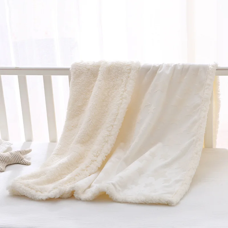 Newborn Baby Blanket Thick Fleece Thermal Swaddle Wrap Quilts Infant Baby Boy Girl Bedding Blanket 2 Layers Stroller Sleep Cover 4