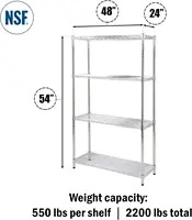 24" Deep x 48" Wide x 54" High 4 Tier Chrome Wire Shelving Kit | NSF Commercial Storage Rack Unit 2
