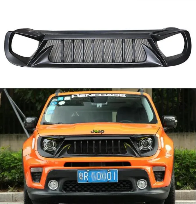 

Racing Grills For Jeep Renegade 2016 2017 2018 Front Bumper Grille Around Trim Real Carbon Fiber / ABS