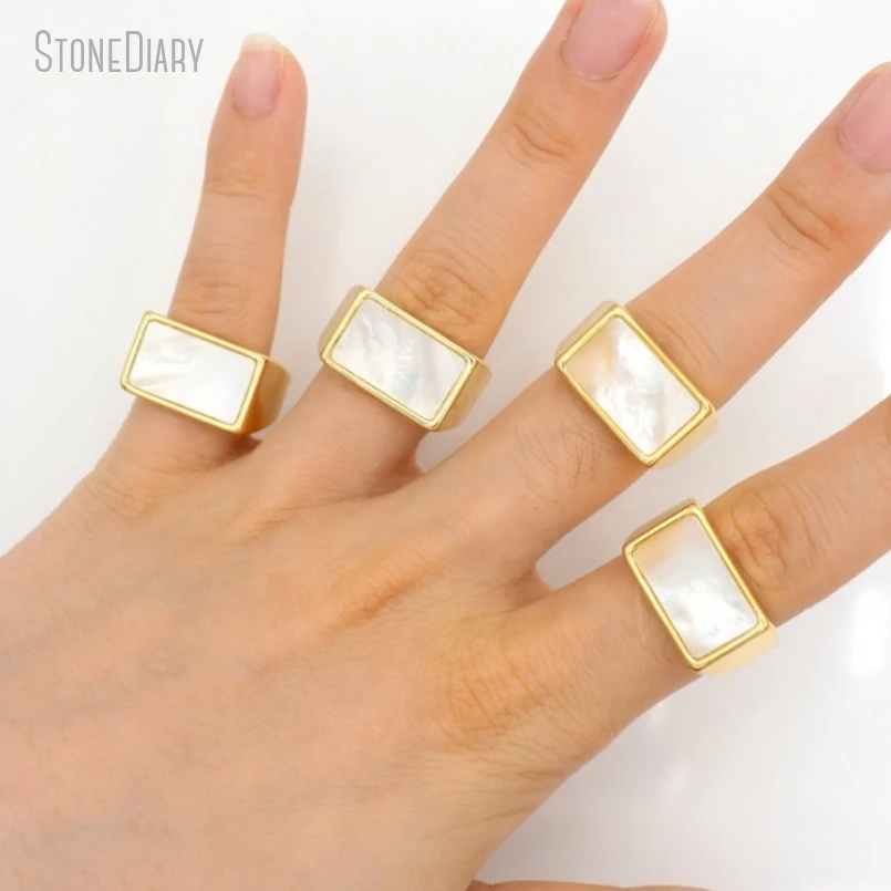 

5 шт., прямоугольные золотистые медные кольца RM50812