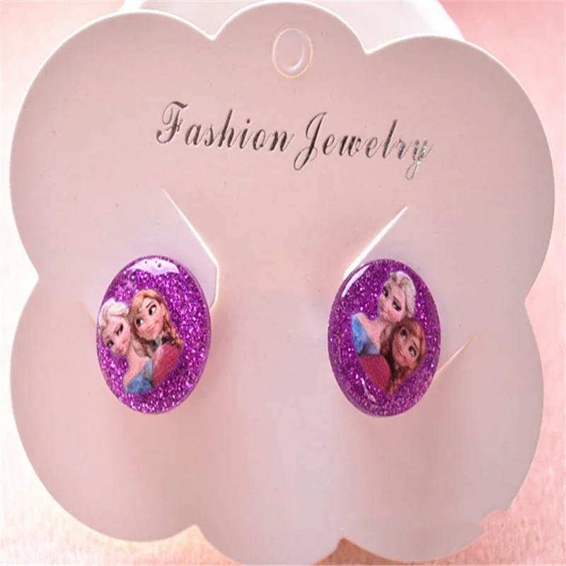 Disney cartoon Frozen children clip earring no ear hole Elsa Princess girl cosmetic toy accessories stud earring kid gift 2pcs Necklace Pendant Ear Pendants