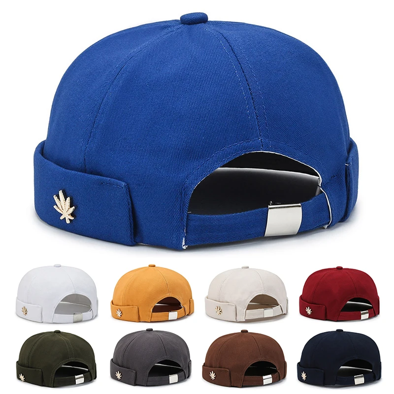 Fashion Vintage Beanie Hats Men Women Spring Autumn Landlord Streetwear Hip Hop Brimless Hat Solid Color Docker Cap_voghion.com