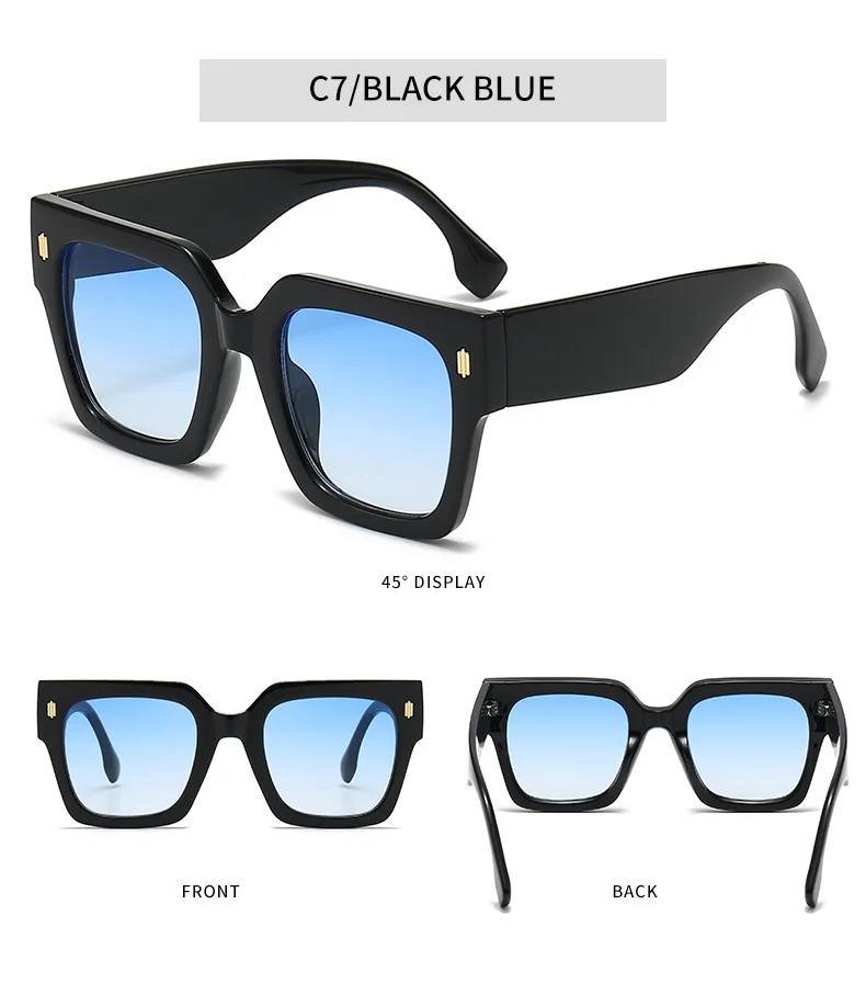 Quadratische Sonnenbrille mit dickem Rahmen, übergroße Damen-Sonnenbrille mit Leopardenmuster, Partybrille – Detail 12
