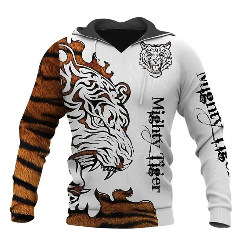 New Golden Tiger 3D Full Print Men's Hoodie Designer Sweatshirts Spring Autumn Long Sleeves Pullover Oversized Harajuku Clothing