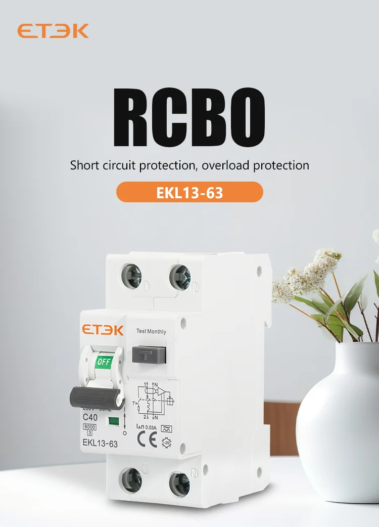 ETEC RCBO Type A 1P+N Residual Automatic Circuit Breaker With Over Current Leaka