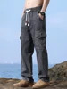 Stretch Straight Men's Wide Jeans Casual Sweatpants Male Clothes Pocket Drawstring Cargo Pants Fashion Korean Jogging Trousers 3