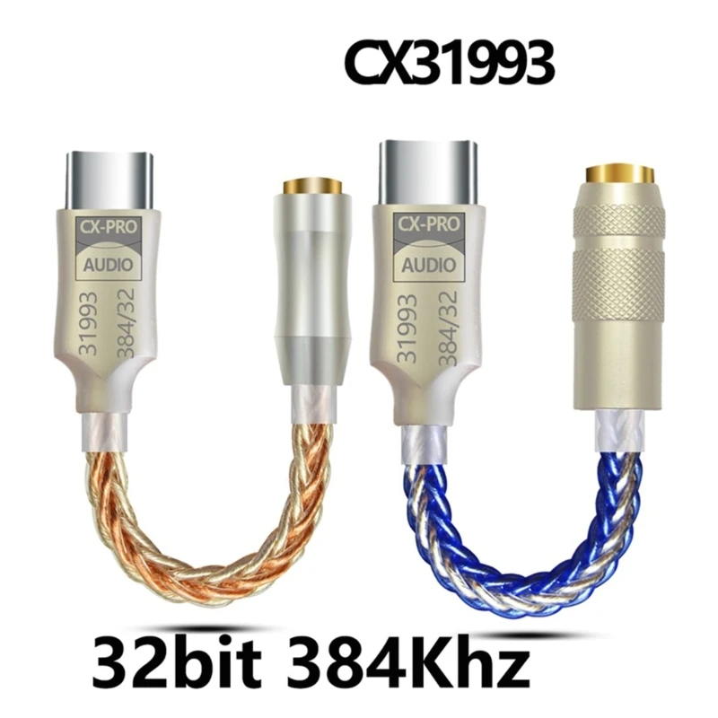 USB C DAC 헤드폰 어댑터, CX31993 칩 포함, 32 비트 384KHz USB C-3.5mm 디코더 어댑터, 3.5mm DAC 어댑터