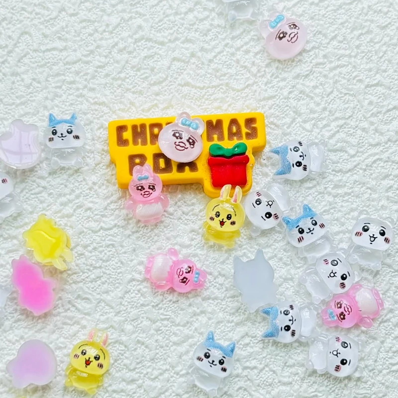 50 Pcs Resin Crafts Accessories Resin Ornaments Resin Crafts Miniature Figurines Ornament Crafts Cute Resin Mini Cartoon Sadness Rabbit Dog Series Flat Back Manicure Parts Embellishments For Hair Bows