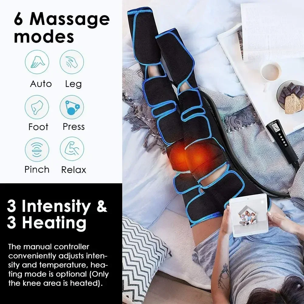 Ben Airpress Massager Kompression Vad Fotmassage Muskler Smärtlindring Stövlar Enhet Med Handhållen Kontroller Knävärme_voghion.com