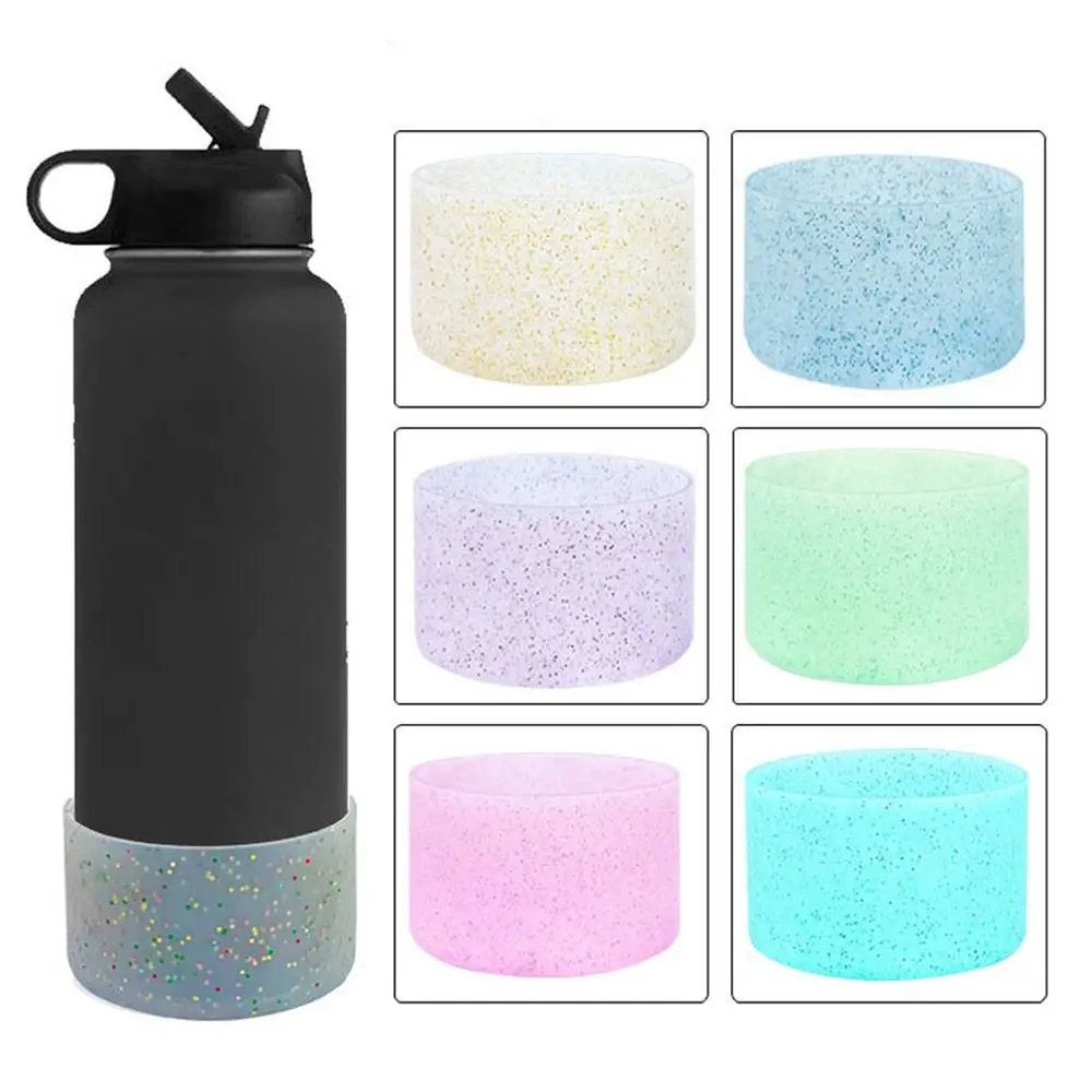 

Anti-Slip Water Bottle Boot Replacement Bling Silicone Water Bottle Sleeve Glitter Protective Bottle Bottom Cover