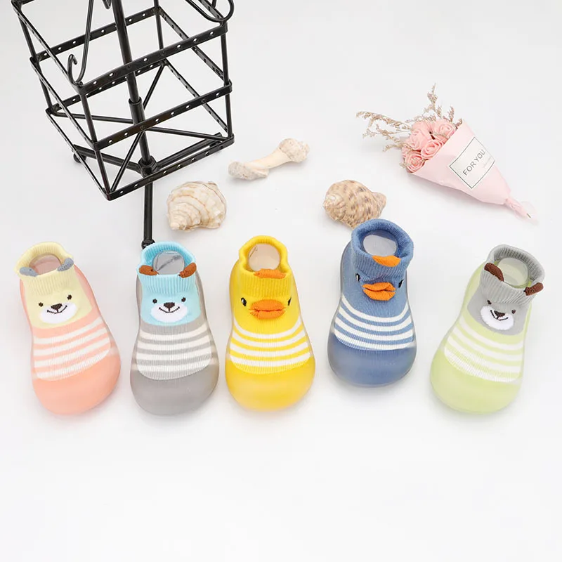 Baby Shoes Cartoon Toddler Shoes Animal Pattern Non-slip Silicone Sole Baby Floor Socks Breathable Casual Cotton Baby Boys Girls Shoes