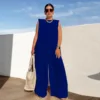 Ladies Bib Pant Suspender Trouser Summer Loose Female Women One-Piece Sleeveless Wide-Leg Rompers Overalls Jumpsuit Streetwear 5