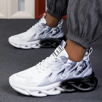 Men's Casual Sports Shoes Breathable Lightweight Flame Print Sports Shoes Summer Outdoor Tennis Running Hiking Shoes for Men 1
