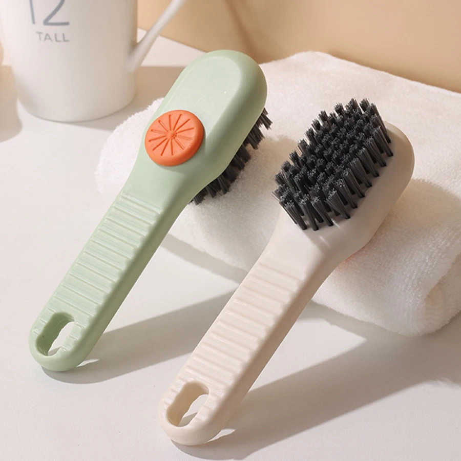 A shoe brush with a liquid container, multifunctional shoe brush, household shoe brush, press cleaning brush, long handled shoe